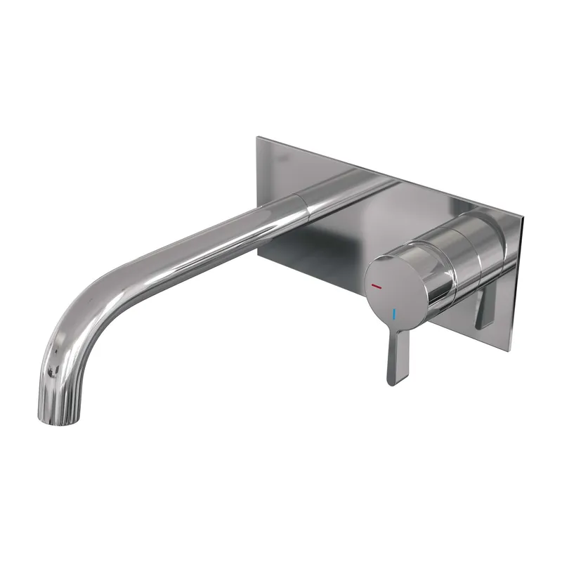 Brauer Chrome Edition Inbouw Wastafelmengkraan met Gebogen Uitloop & Afdekplaat - Model E1 - Hendel Rechts - Chroom Aanbieding