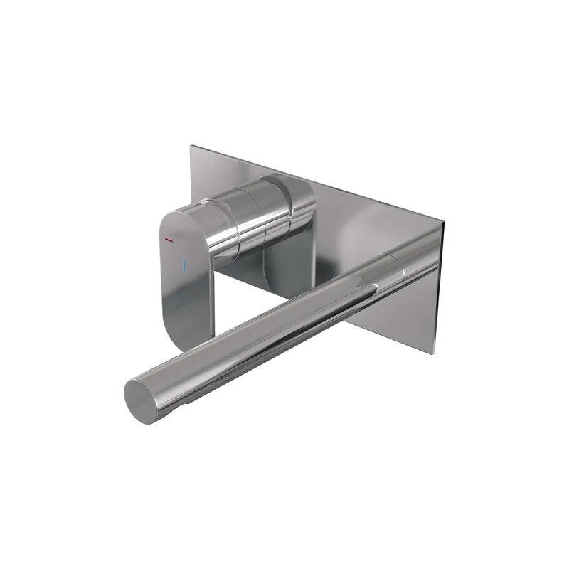 Hete Deal Brauer Chrome Edition Inbouw Wastafelmengkraan met Rechte Uitloop & Afdekplaat - Model C2 - Hendel Links - Chroom