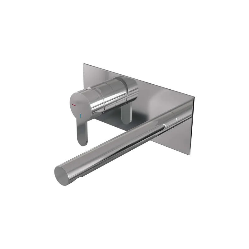 Betaalbaar Brauer Chrome Edition Inbouw Wastafelmengkraan met Rechte Uitloop & Afdekplaat - Model D2 - Hendel Links - Chroom