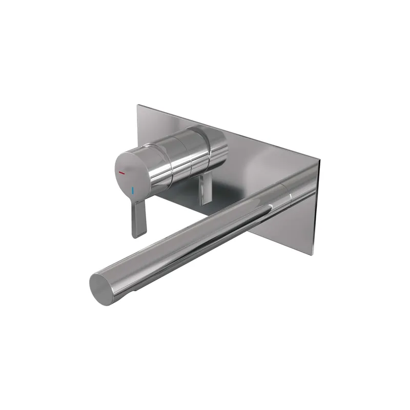 Brauer Chrome Edition Inbouw Wastafelmengkraan met Rechte Uitloop & Afdekplaat - Model E2 - Hendel Links - Chroom Shop Nu