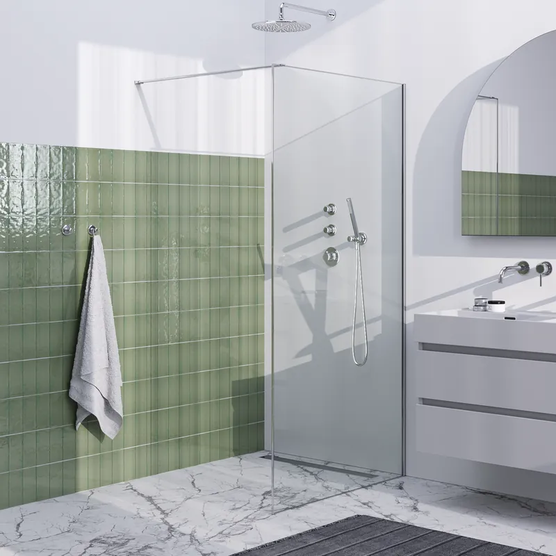 Brauer Chrome Frame - Inloopdouche - 8mm Helder Glaswand met Frame - 100x200cm - Muurprofiel & Stabilisatiestang - Chroom Aanbieding