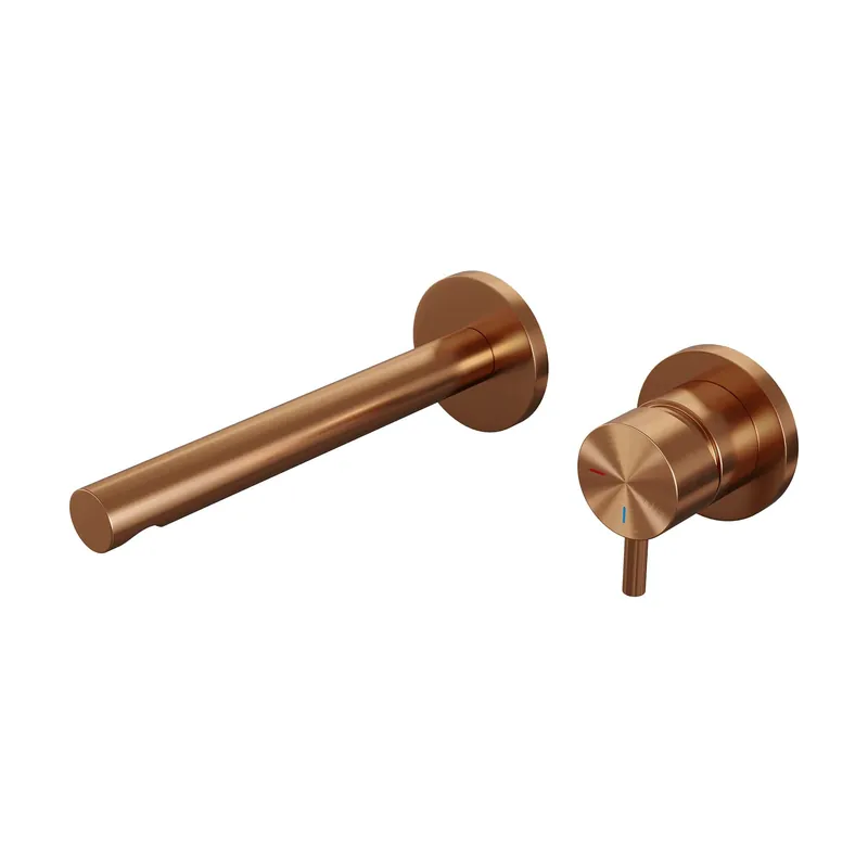 Brauer Copper Edition Inbouw Wastafelmengkraan met Rechte Uitloop & Rozetten - Model B1 - Hendel Rechts - PVD - Geborsteld Koper Fabrieksprijs