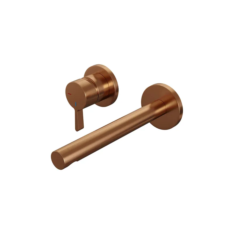 Uitverkoop Brauer Copper Edition Inbouw Wastafelmengkraan met Rechte Uitloop & Rozetten - Model E2 - Hendel Links - PVD - Geborsteld Koper