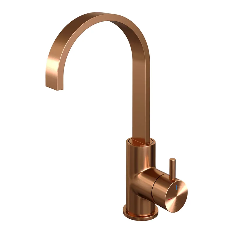 Goedkoop Brauer Copper Edition Opbouw Wastafelmengkraan met Draaibare Uitloop - Plat - Hoog - Hendel Model B - PVD - Geborsteld Koper