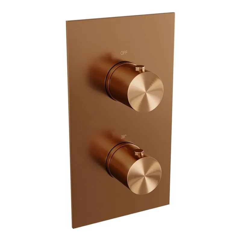 Brauer Copper Edition Thermostatisch Inbouwkraan met 3-Weg Omstel - Draaiknoppen - PVD - Geborsteld Koper Actieprijs