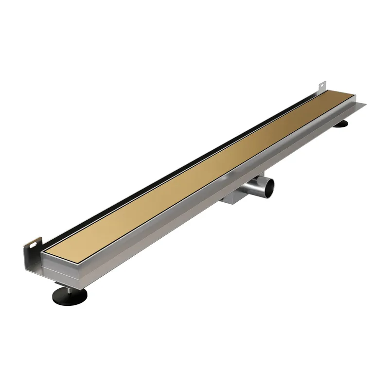 Merkproduct Brauer Gold Edition Douchegoot met Multifunctioneel Tegelinlegrooster, Muurflens en Zijuitloop - 100cm - PVD - Geborsteld Goud