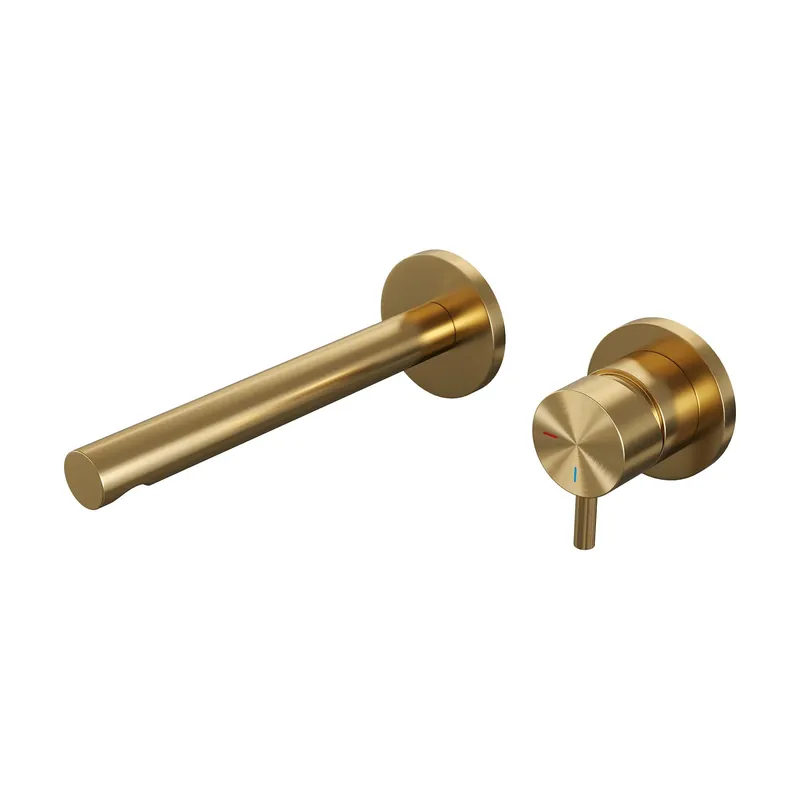 Brauer Gold Edition Inbouw Wastafelmengkraan met Rechte Uitloop & Rozetten - Model B1 - Hendel Rechts - PVD - Geborsteld Goud Lage Prijs