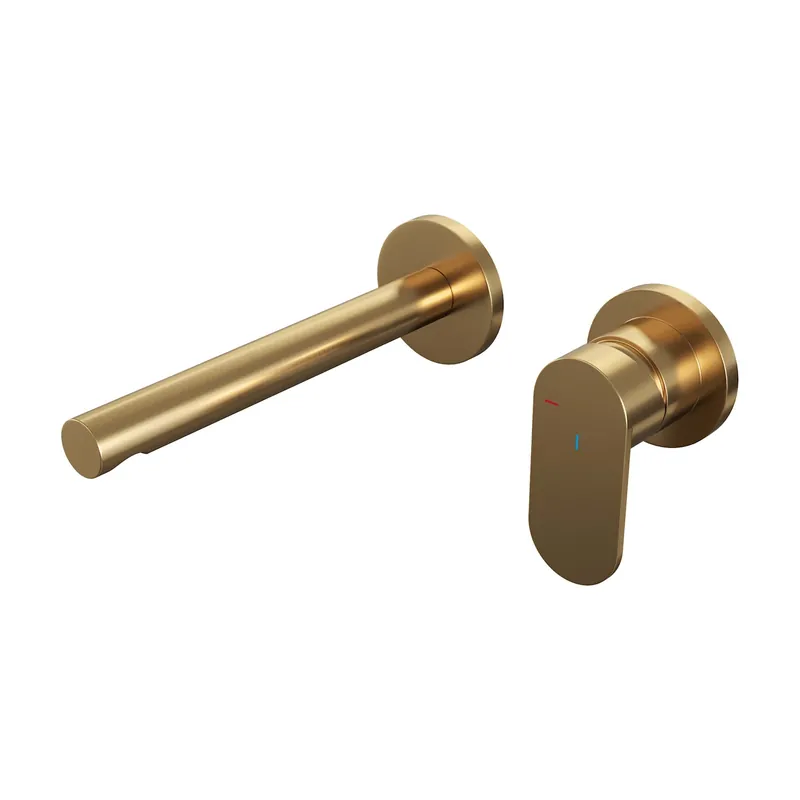 Exclusieve Aanbieding Brauer Gold Edition Inbouw Wastafelmengkraan met Rechte Uitloop & Rozetten - Model C1 - Hendel Rechts - PVD - Geborsteld Goud
