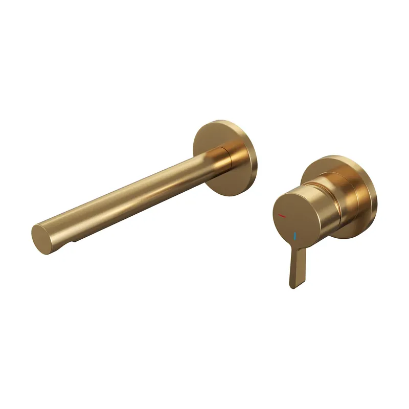 Brauer Gold Edition Inbouw Wastafelmengkraan met Rechte Uitloop & Rozetten - Model E1 - Hendel Rechts - PVD - Geborsteld Goud Nieuw