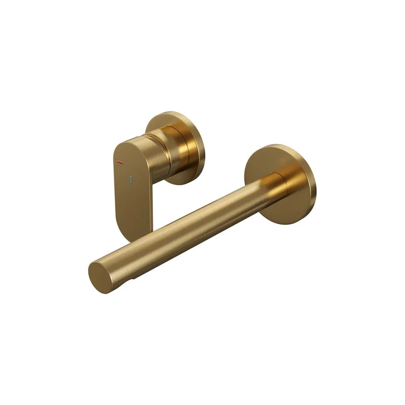 Brauer Gold Edition Inbouw Wastafelmengkraan met Rechte Uitloop & Rozetten - Model C2 - Hendel Links - PVD - Geborsteld Goud Fabrieksprijs