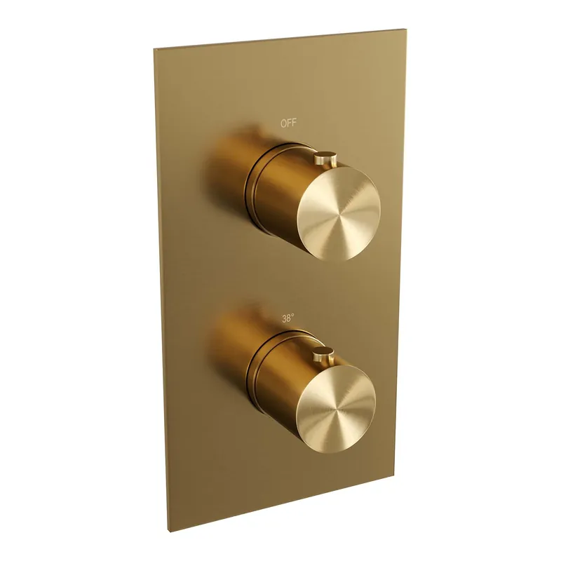 Brauer Gold Edition Thermostatisch Inbouwkraan met 3-Weg Omstel - Draaiknoppen - PVD - Geborsteld Goud Laatste Kans
