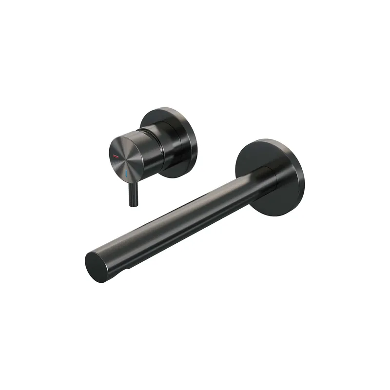 Brauer Gunmetal Edition Inbouw Wastafelmengkraan met Rechte Uitloop & Rozetten - Model B2 - Hendel Links - PVD - Geborsteld Gunmetal Op = Op