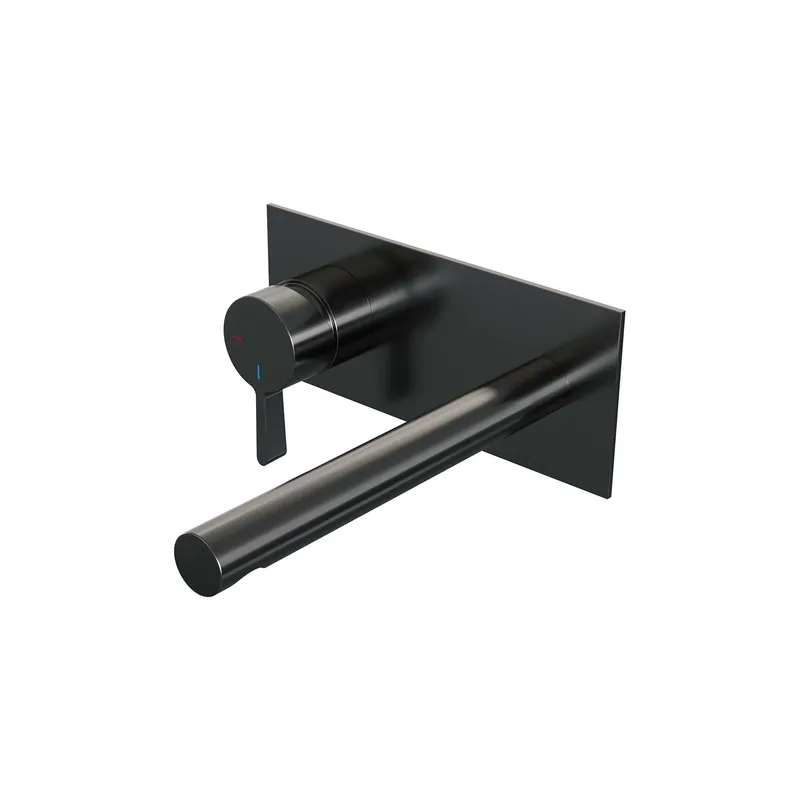 Brauer Gunmetal Edition Inbouw Wastafelmengkraan met Rechte Uitloop & Afdekplaat - Model E2 - Hendel Links - PVD - Geborsteld Gunmetal Uitverkoop