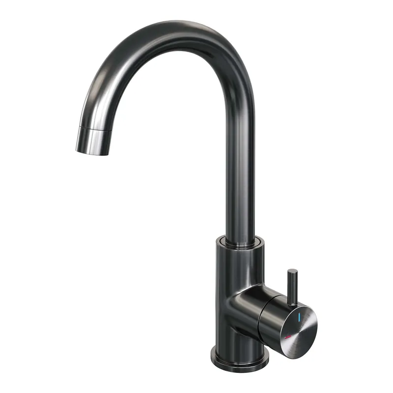 Brauer Gunmetal Edition Opbouw Wastafelmengkraan met Draaibare Uitloop - Rond - Hoog - Hendel Model B - PVD - Geborsteld Gunmetal Laatste Kans