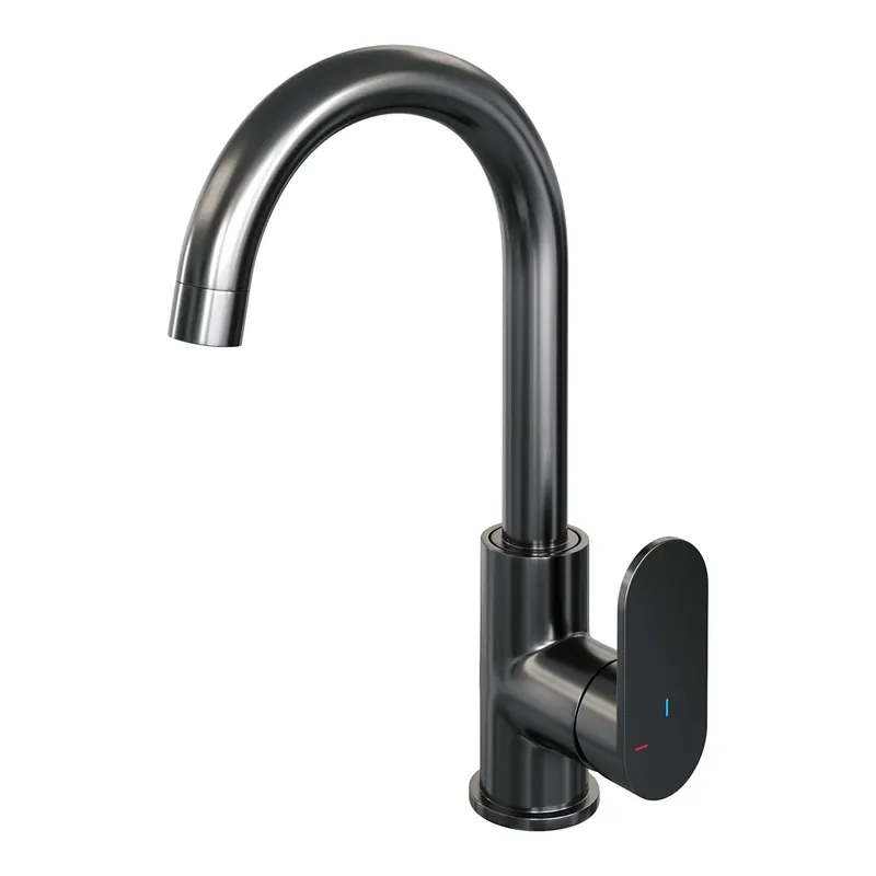 Brauer Gunmetal Edition Opbouw Wastafelmengkraan met Draaibare Uitloop - Rond - Hoog - Hendel Model C - PVD - Geborsteld Gunmetal Gecertificeerd