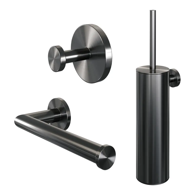 Brauer Gunmetal Edition Toiletborstel met Borstelhouder, Toiletrolhouder & Handdoekhaak - PVD - Geborsteld Gunmetal Rechtstreeks Van De Fabrikant