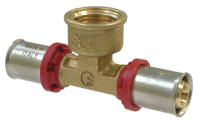 Fornara ForPress T-Koppeling - Pers x Binnendraad x Pers - Messing - 20mm x 1/2 x 20mm Direct Beschikbaar