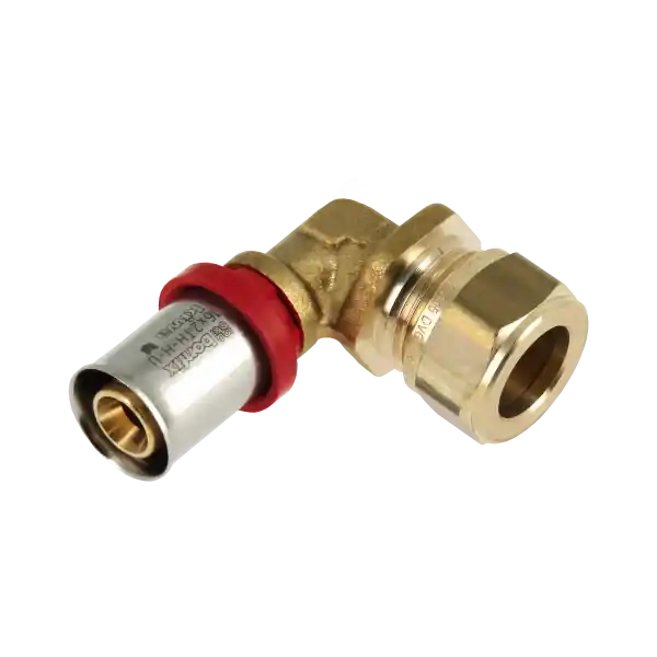 Aanbieding Fornara ForPress Verlopend Kniekoppeling - Pers x Knel - Messing - 16x12mm