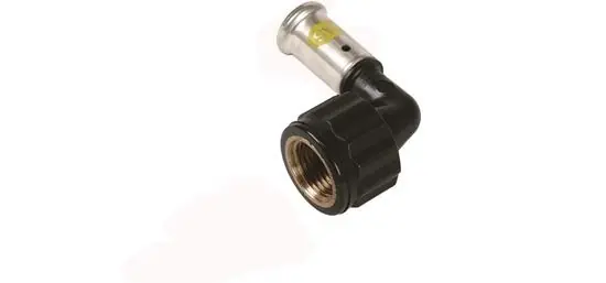 Laatste Versie Henco Verloop Kniekoppeling - Gas - Pers x Binnendraad - Kunststof - 16mm x 1/2"