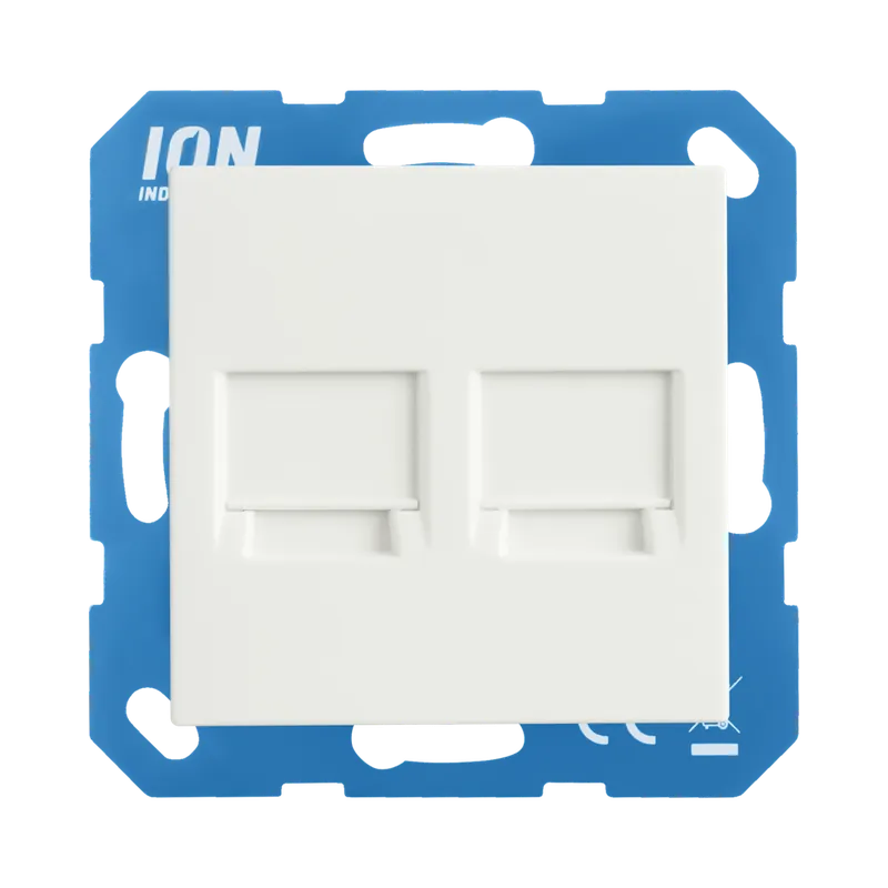 ION Industries Modular Jack 2-voudig met Centraalplaat V1/J1 Alpin Wit Aanbieding