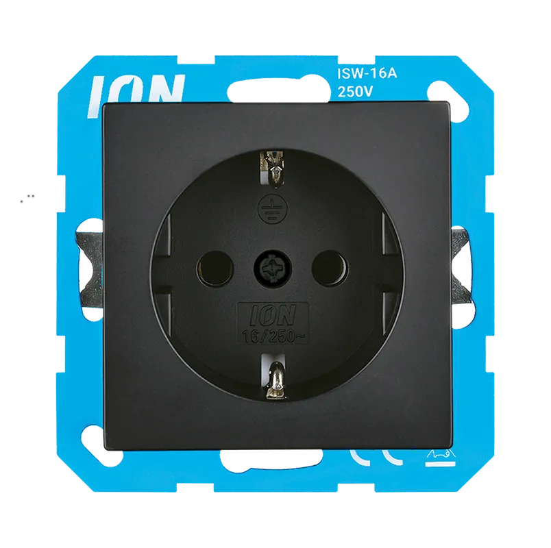 ION Industries Wandcontactdoos RA met Aanraakbeveiliging V1/J1 Mat Zwart Alleen Vandaag