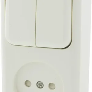 Q-Link combinatie stopcontact en schakelaar opbouw serie polarwit Dagaanbieding