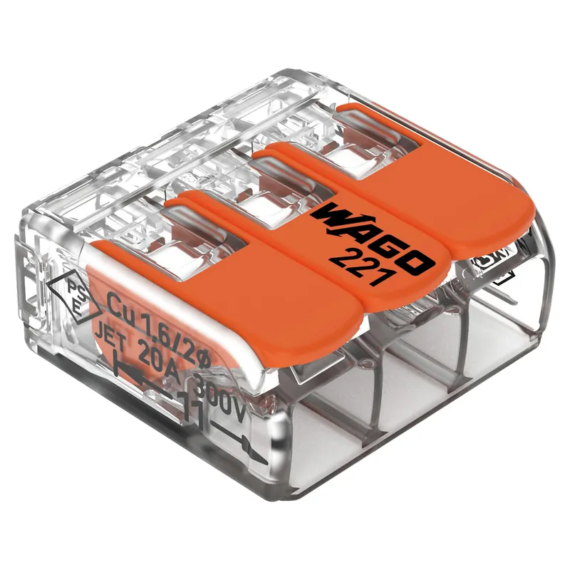 Beperkt Aanbod Wago 221 Lasklem - 4mm² - 3-Polig - 12 stuks