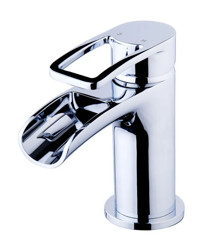 Wiesbaden Alegra Waterval Wastafelkraan met Clickwaste - Opbouw - Laag - Chroom Nu Kopen