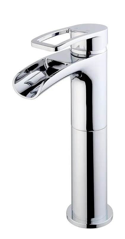 Uitverkoop Wiesbaden Alegra Waterval XL Wastafelkraan met Clickwaste - Opbouw - Hoog - Chroom