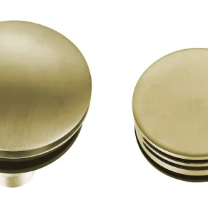 Wiesbaden Badvoer Knop/Plug met Clickwaste met Badoverloop & Badvulcombinatie - Afbouwdeel - Geborsteld Messing Koopje