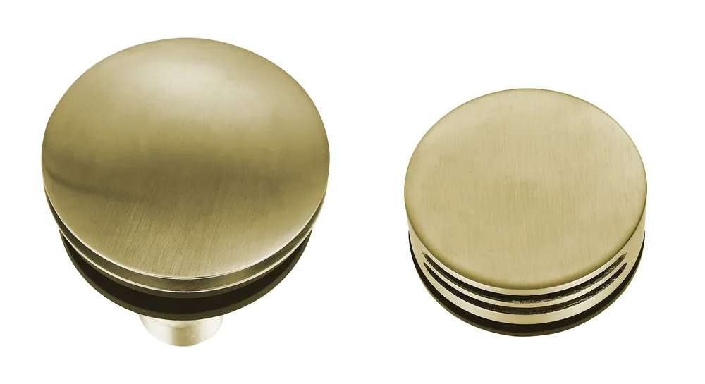 Wiesbaden Badvoer Knop/Plug met Clickwaste met Badoverloop & Badvulcombinatie - Afbouwdeel - Geborsteld Messing Koopje