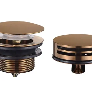 Actieprijs Wiesbaden Badvoer Knop/Plug met Clickwaste met Badoverloop & Badvulcombinatie - Afbouwdeel - Geborsteld Brons Koper