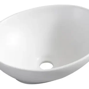 Wiesbaden Barco Keramisch Waskom - Ovaal - 40x33x14,5cm - Mat Wit Gereduceerde Prijs