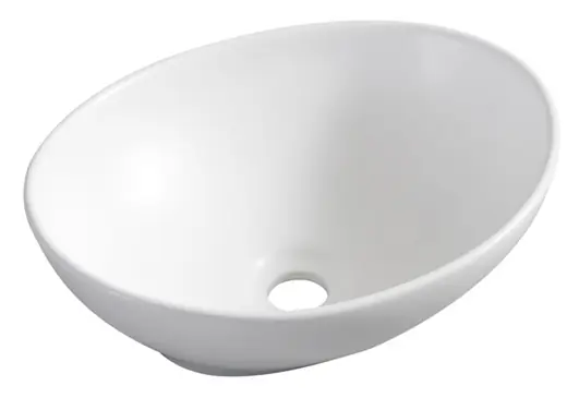 Wiesbaden Barco Keramisch Waskom - Ovaal - 40x33x14,5cm - Mat Wit Gereduceerde Prijs