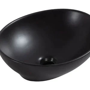 Lage Kosten Wiesbaden Barco Keramisch Waskom - Ovaal - 40x33x14,5cm - Mat Zwart