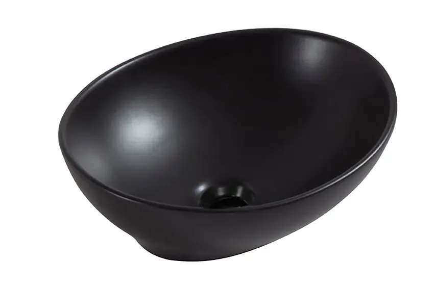 Lage Kosten Wiesbaden Barco Keramisch Waskom - Ovaal - 40x33x14,5cm - Mat Zwart