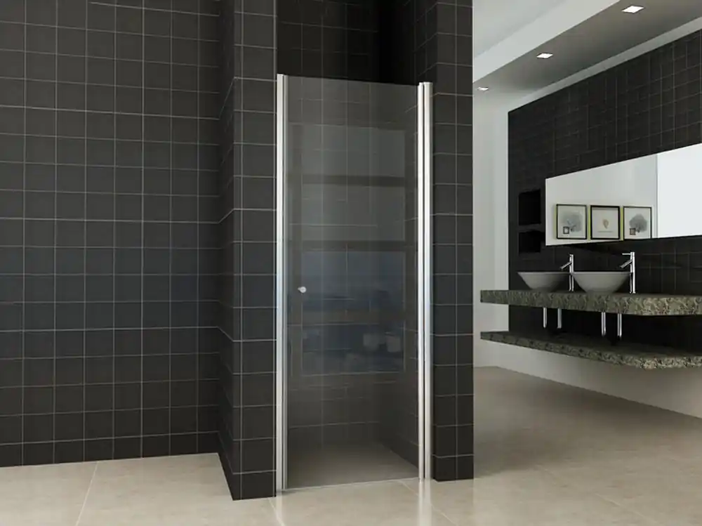 Wiesbaden Between Nisdeur - 8mm Helder Glaswand - 70x202cm - Nano Coating - Scharnierprofiel - Chroom Snelle Levering