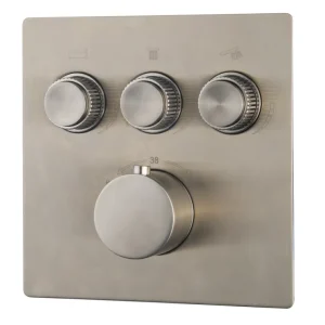 Speciale Aanbieding Wiesbaden Caral Klik Pro Inbouw Thermostaatkraan met 3-Weg Omstel - Afbouwdeel - Geborsteld RVS