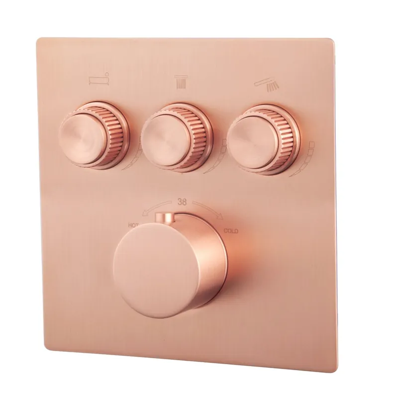 Bestseller Wiesbaden Caral Klik Pro Inbouw Thermostaatkraan met 3-Weg Omstel - Afbouwdeel - Geborsteld Koper