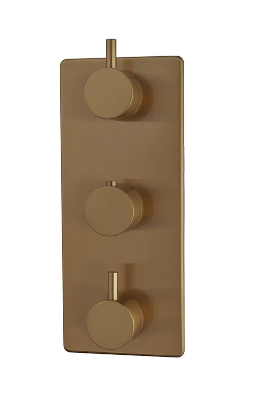 Lage Prijs Wiesbaden Caral Thermostatische Inbouw Douchekraan met 3-Weg Omstel - Afbouwdeel - Geborsteld Brons Koper