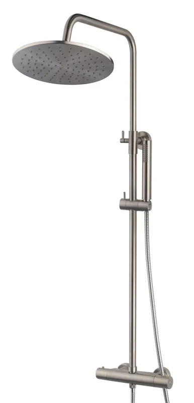 Wiesbaden Caral Thermostatische Opbouw Douchekraan met Glijstang en Staaf Handdouche - Ø25cm - Geborsteld RVS Tijdelijk Beschikbaar