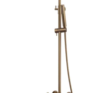 Flitsaanbieding Wiesbaden Caral Thermostatische Opbouw Douchekraan met Glijstang en Staaf Handdouche - Ø25cm - Geborsteld Brons Koper