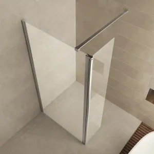 Wiesbaden Comfort Hoekwand - 10mm Helder Glaswand - 30x200cm - Nano Coating - Scharnierprofiel - Chroom Hete Deal