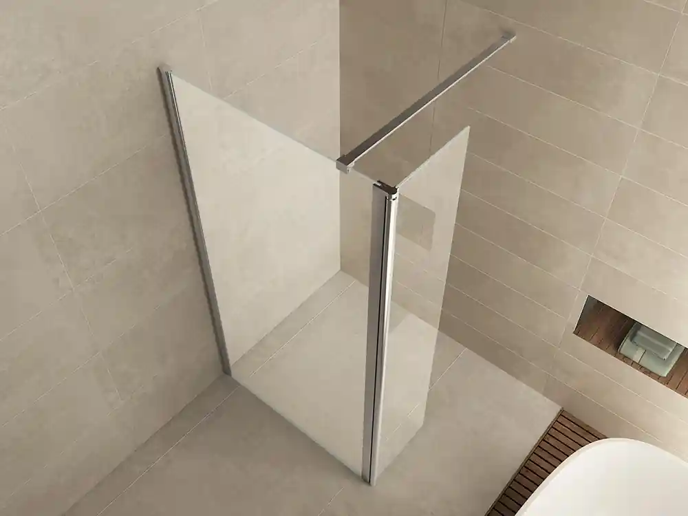 Wiesbaden Comfort Hoekwand - 10mm Helder Glaswand - 40x200cm - Nano Coating - Scharnierprofiel - Chroom Merkproduct