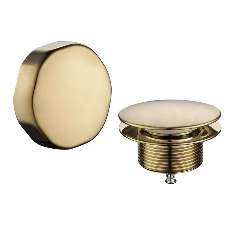 Wiesbaden Doblar Badafvoer Knop/Plug met Clickwaste & Badoverloopcombinatie - Afbouwdeel - Geborsteld Messing Aanbieding