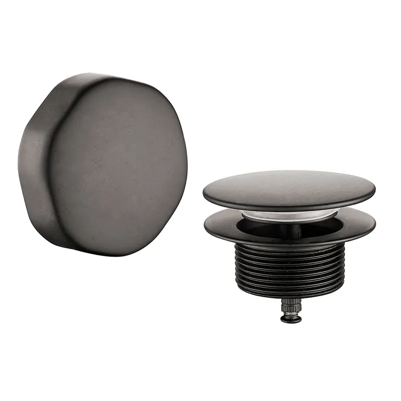 Wiesbaden Doblar Badafvoer Knop/Plug met Clickwaste & Badoverloopcombinatie - Afbouwdeel - Geborsteld Gunmetal Uitverkoop