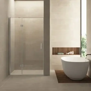 Koop Online Wiesbaden Fez Nisdeur met Vast Deel - Muurprofiel - Nano Coating - 8mm Helder Glas - 110x200cm - Chroom