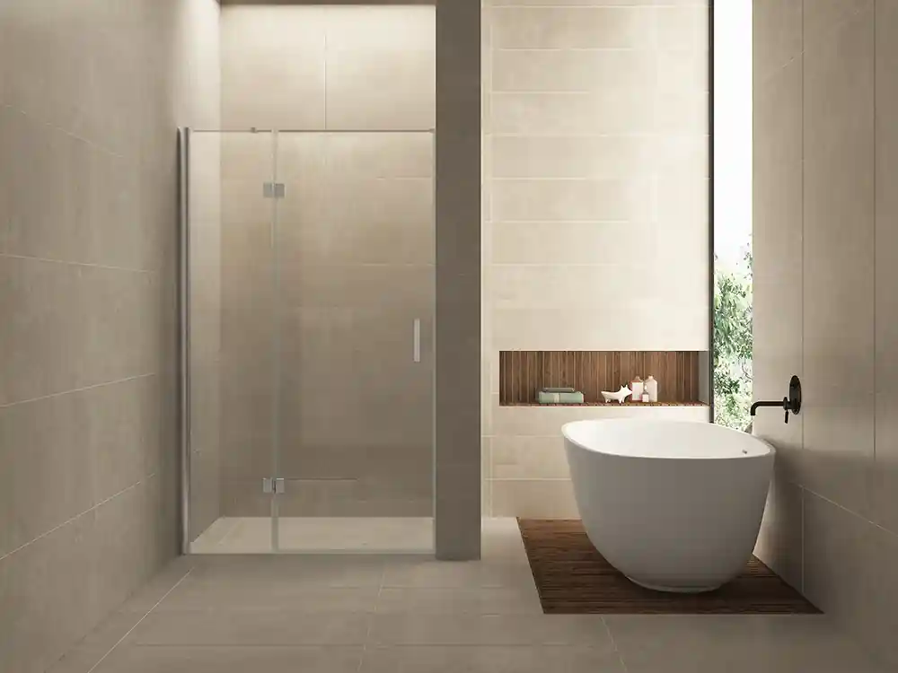 Wiesbaden Fez Nisdeur met Vast Deel - Muurprofiel - Nano Coating - 8mm Helder Glas - 120x200cm - Chroom Gereduceerde Prijs