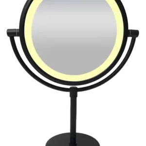 Fabrieksprijs Wiesbaden Home LED Scheerspiegel - Staand - Ø20cm - Mat Zwart