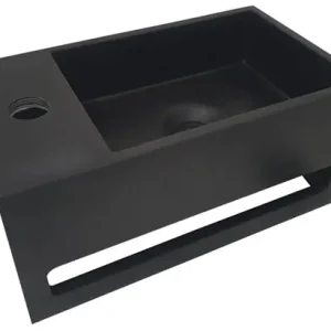 Beperkt Aanbod Wiesbaden Julia Solid Surface Fontein - Kraangat Links - 35x20x16cm - Mat Zwart